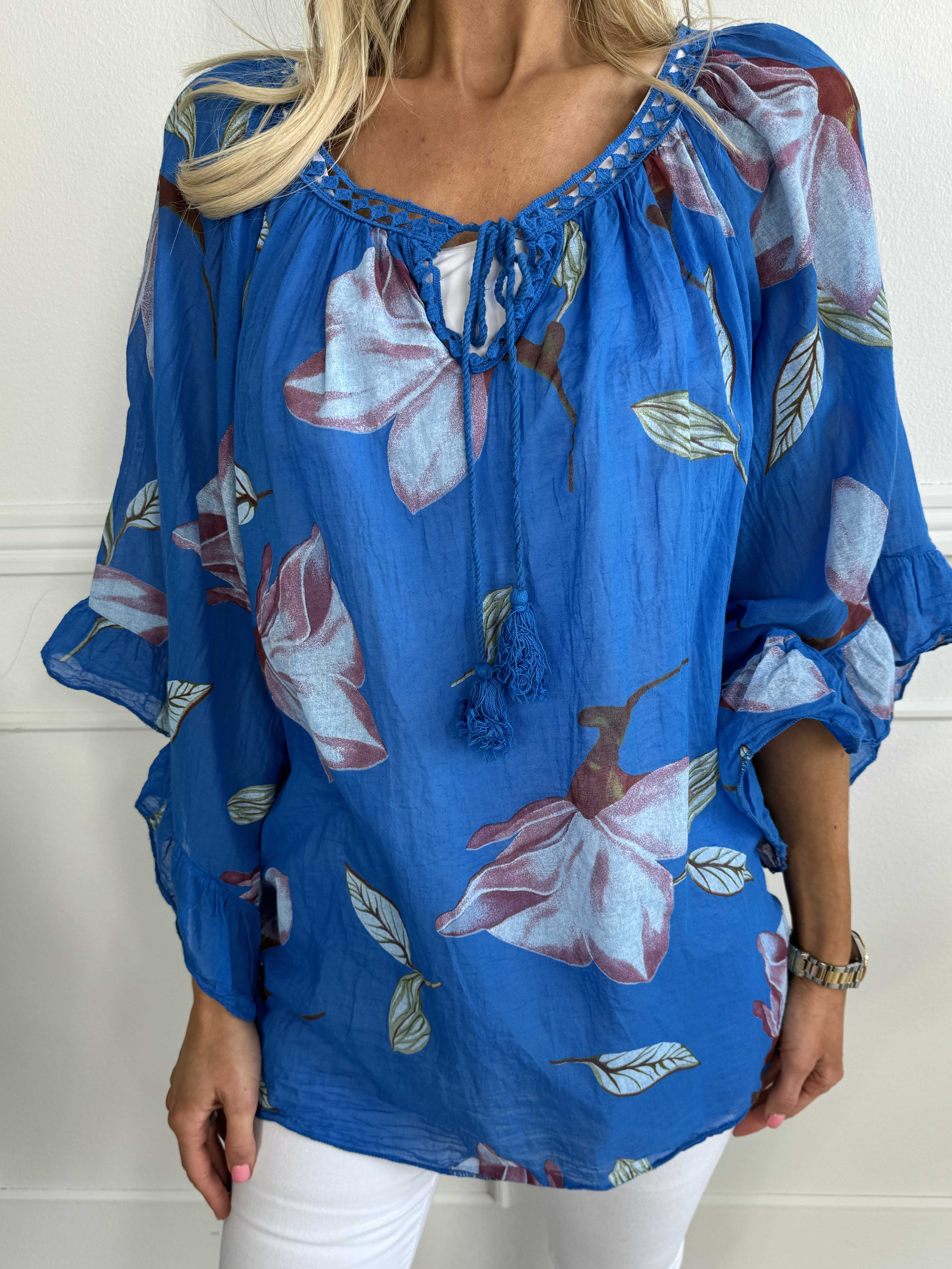 Marija flower - Sød blomstret tunika med smukke ærmer